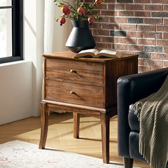 Dominique 28" Tall Solid Wood End Table with Hidden Outlet(Optional Types)