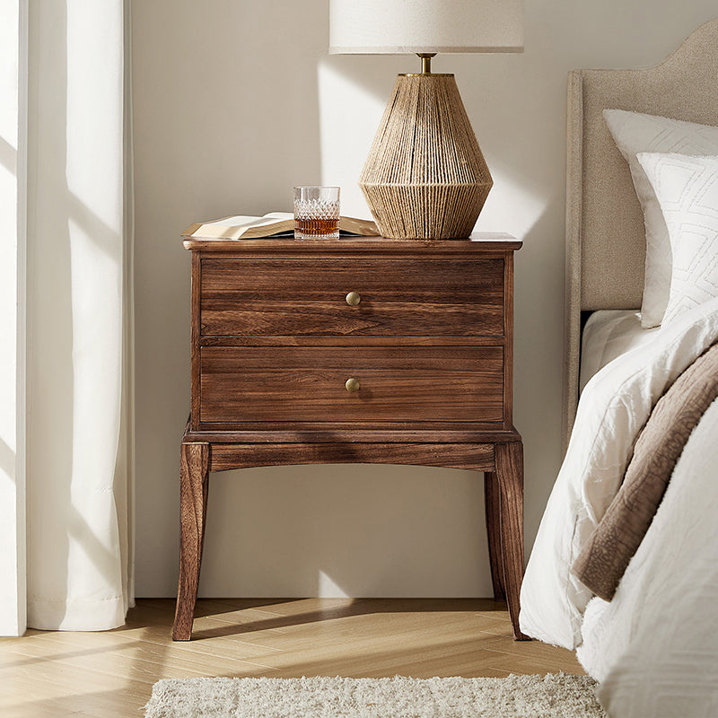 Dominique 28"Tall Solid Wood Nightstand with Hidden Outlet