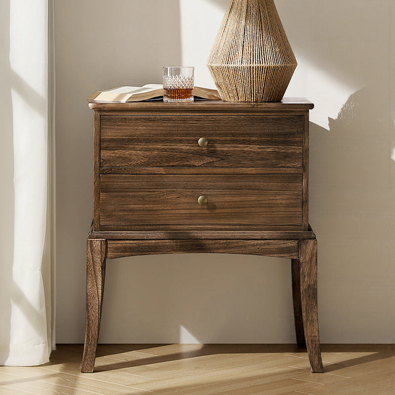 Dominique 28" Tall Solid Wood End Table with Hidden Outlet
