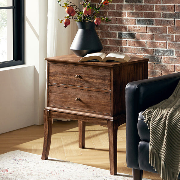 Dominique 28" Tall Solid Wood End Table with Hidden Outlet(Optional Types)