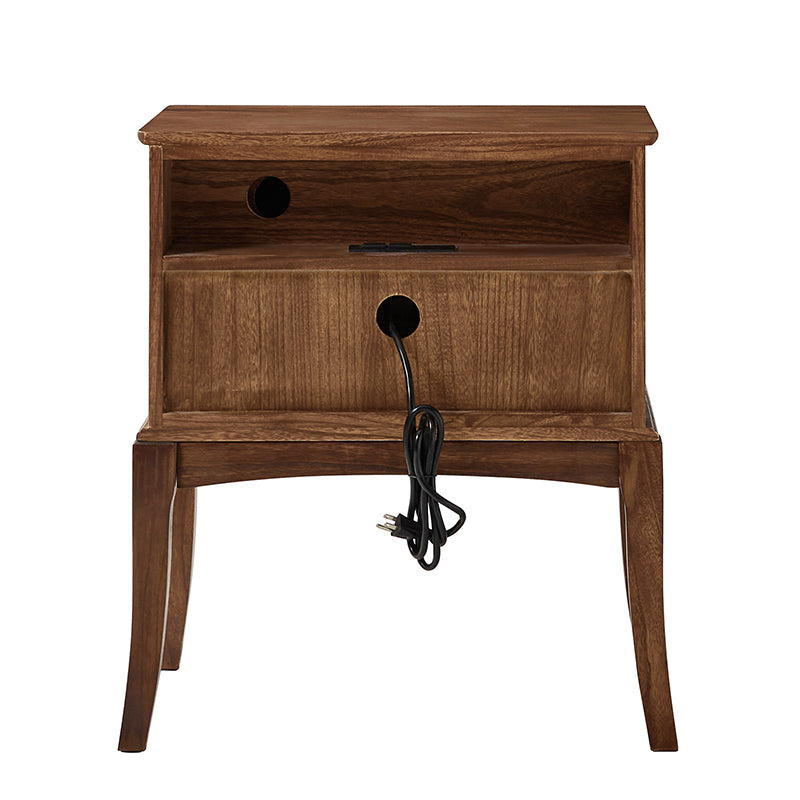 Dominique 28"Tall Solid Wood Nightstand with Hidden Outlet