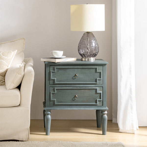 Joah 28"Tall Farmhouse 2-Drawer End Table with Built-in Charging(Optional Types)