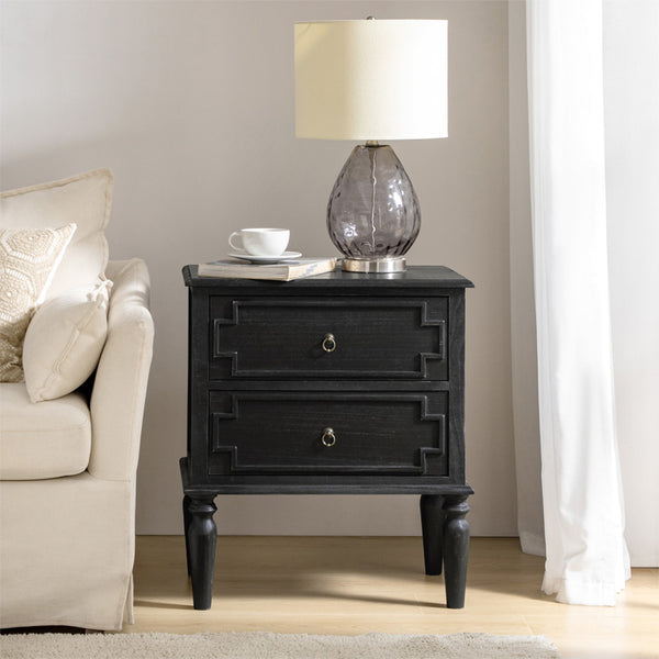 Joah 28"Tall Farmhouse 2-Drawer End Table with Built-in Charging(Optional Types)