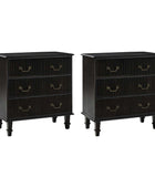 Galatea 3-Drawer Rustic Nightstand with Charging Station(Optional Types)