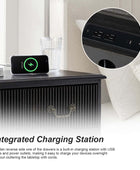 Galatea 3-Drawer Rustic Nightstand with Charging Station(Optional Types)