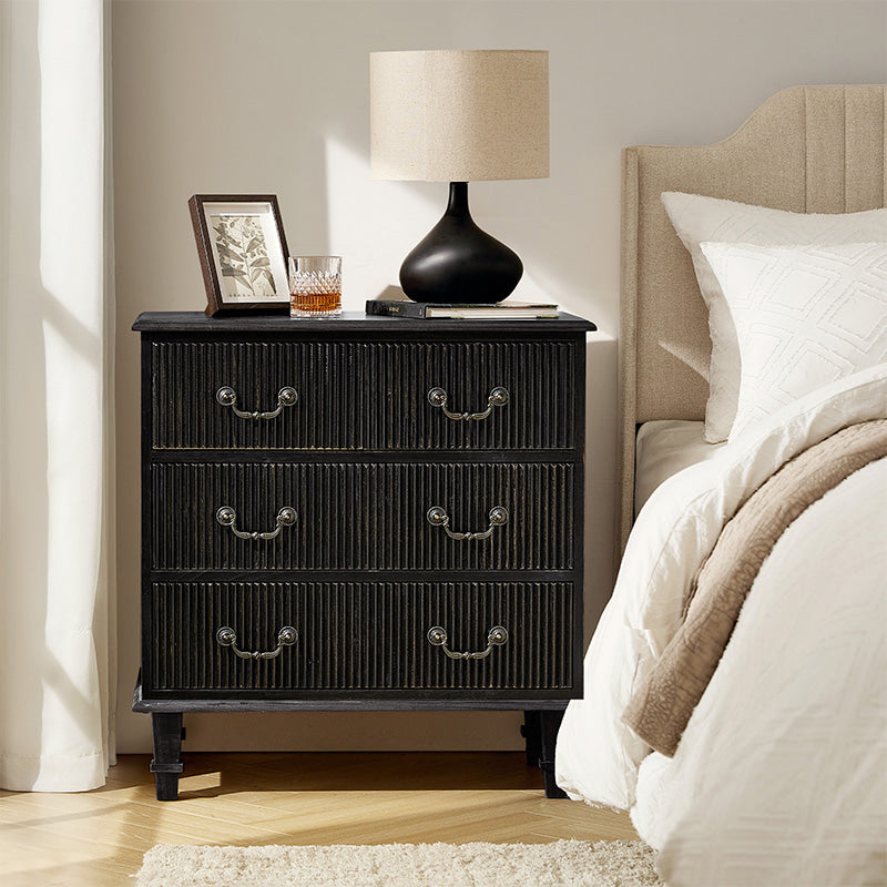 Galatea 3-Drawer Rustic Nightstand with Charging Station