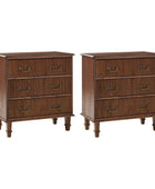 Galatea 3-Drawer Rustic Nightstand with Charging Station(Optional Types)