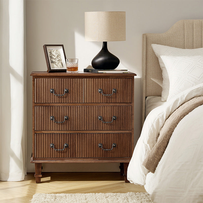 Galatea 3-Drawer Rustic Nightstand with Charging Station