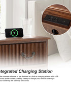 Galatea 3-Drawer Rustic Nightstand with Charging Station(Optional Types)