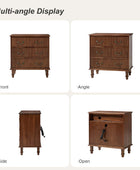 Galatea 3-Drawer Rustic Nightstand with Charging Station(Optional Types)