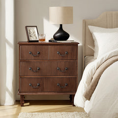 Galatea 3-Drawer Rustic Nightstand with Charging Station