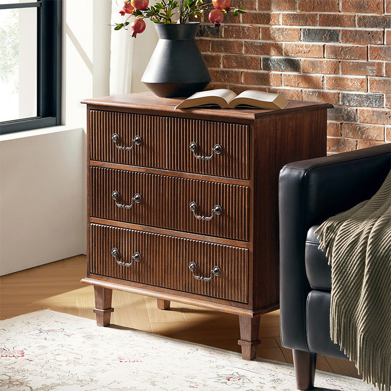 Galatea 3-Drawer Rustic Nightstand with Charging Station