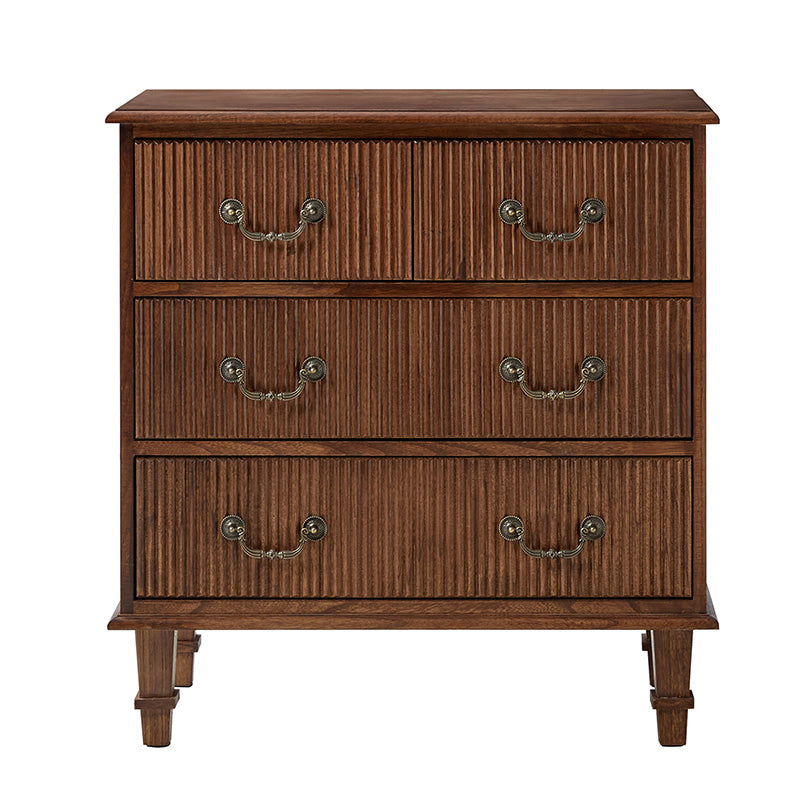 Galatea 3-Drawer Rustic Nightstand with Charging Station