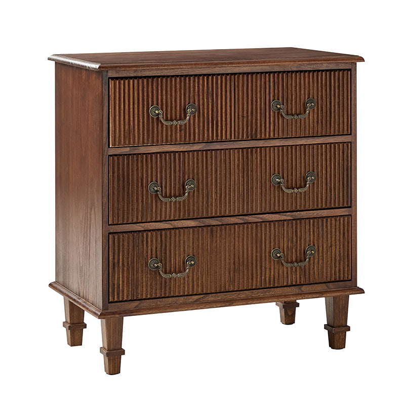 Galatea 3-Drawer Rustic Nightstand with Charging Station