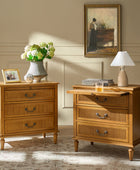 Farmhouse Solid Wood End Table with Fluted Drawer(Optional Types)