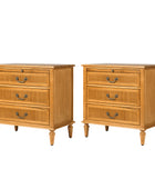 Farmhouse Solid Wood End Table with Fluted Drawer(Optional Types)