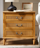 Farmhouse Solid Wood End Table with Fluted Drawer(Optional Types)