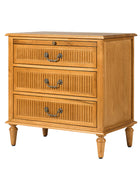 Farmhouse Solid Wood End Table with Fluted Drawer(Optional Types)