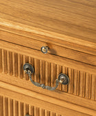 Farmhouse Solid Wood End Table with Fluted Drawer(Optional Types)