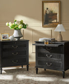 Farmhouse Solid Wood End Table with Fluted Drawer(Optional Types)