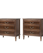 Farmhouse Solid Wood End Table with Fluted Drawer(Optional Types)