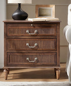 Farmhouse Solid Wood End Table with Fluted Drawer(Optional Types)