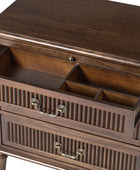 Farmhouse Solid Wood End Table with Fluted Drawer(Optional Types)