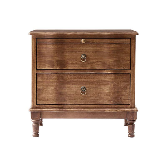 Solid Wood 2 Drawer End Table with Charging Ports & Pull-Out Shelf(Optional Types)