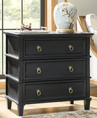 Jules Classic Solid Wood 3-Drawer Nightstand with USB Ports