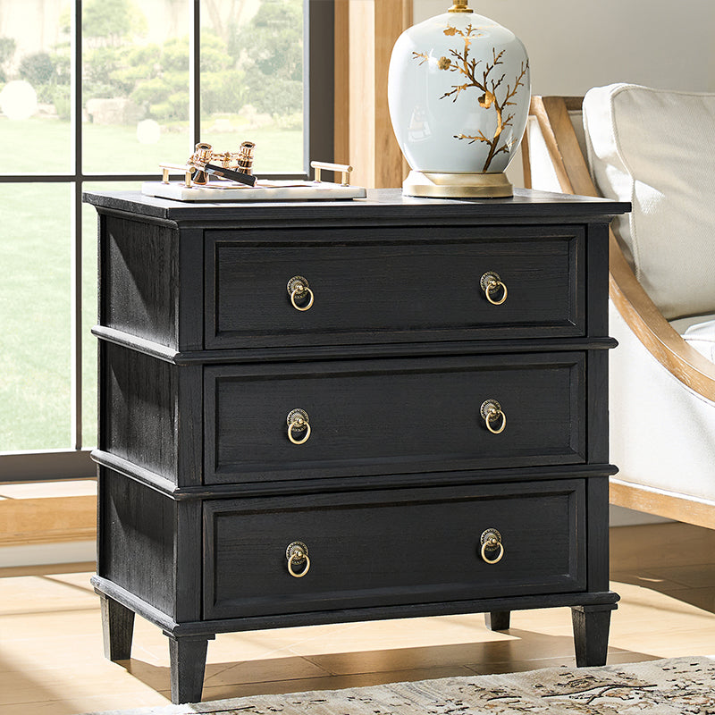Jules Classic Solid Wood 3-Drawer Nightstand with USB Ports