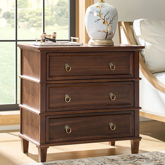 Jules Classic Solid Wood 3-Drawer End Table with USB Ports