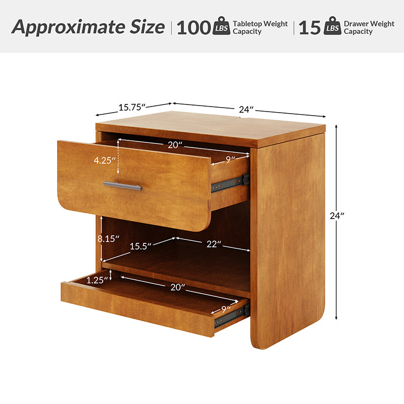 Rosalee 2 - Drawer Nightstand with Built-in Outlets