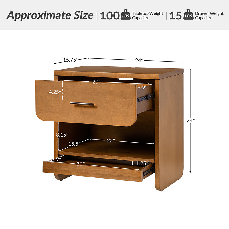 Rosalee 2 - Drawer Nightstand with Built-in Outlets