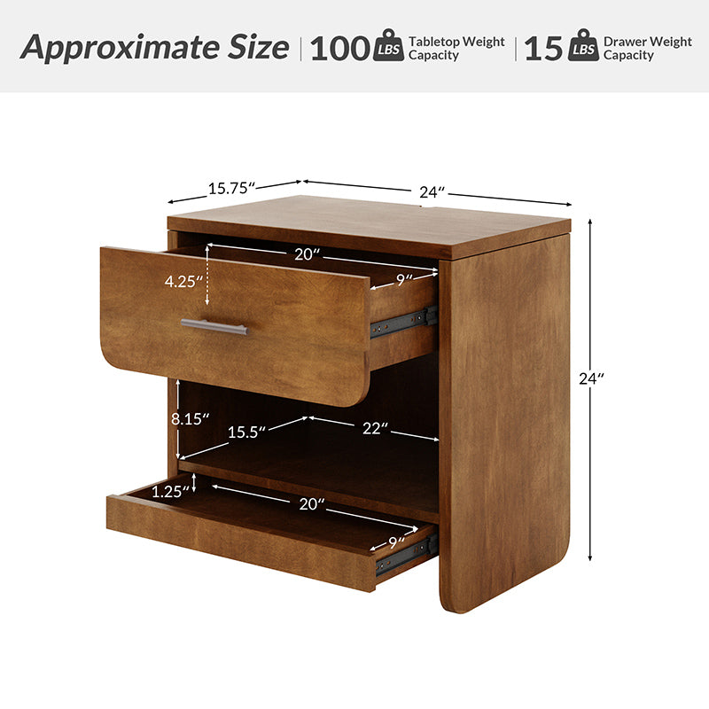 Rosalee 2 - Drawer Nightstand with Built-in Outlets