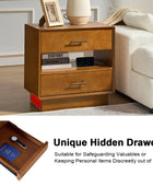 Yoel Hidden Drawer Nightstand with Built-in Outlets(Optional Types)