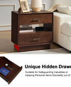 Yoel Hidden Drawer Nightstand with Built-in Outlets(Optional Types)