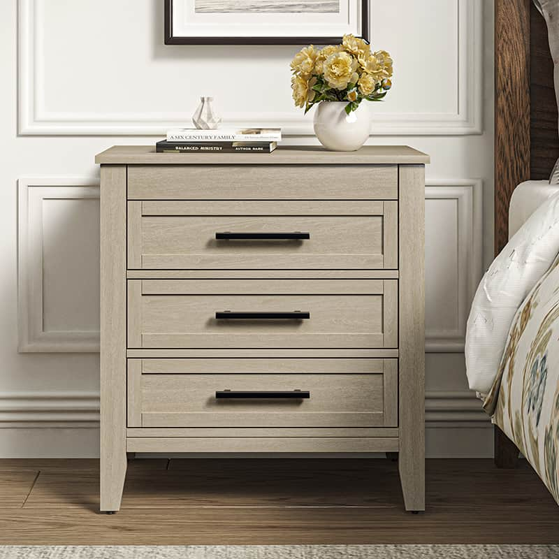 Simona 3-Drawer Nightstand with Built-In Power Outlet