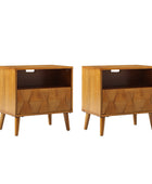 Rosalba Open Shelf Nightstand with Cable Management & Hidden Drawer(Optional Types)