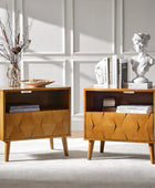 Rosalba Open Shelf Nightstand with Cable Management & Hidden Drawer(Optional Types)