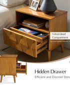 Rosalba Open Shelf Nightstand with Cable Management & Hidden Drawer(Optional Types)