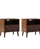 Rosalba Open Shelf Nightstand with Cable Management & Hidden Drawer(Optional Types)