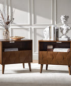 Rosalba Open Shelf Nightstand with Cable Management & Hidden Drawer(Optional Types)