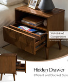 Rosalba Open Shelf Nightstand with Cable Management & Hidden Drawer(Optional Types)