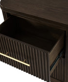 Modern Solid Wood Fluted Nightstand with USB & Oak Texture