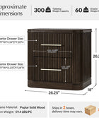 Modern Solid Wood Fluted Nightstand with USB & Oak Texture