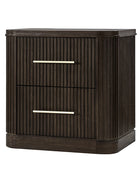 Modern Solid Wood Fluted Nightstand with USB & Oak Texture