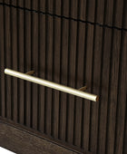 Modern Solid Wood Fluted Nightstand with USB & Oak Texture