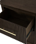 Modern Solid Wood Fluted Nightstand with USB & Oak Texture