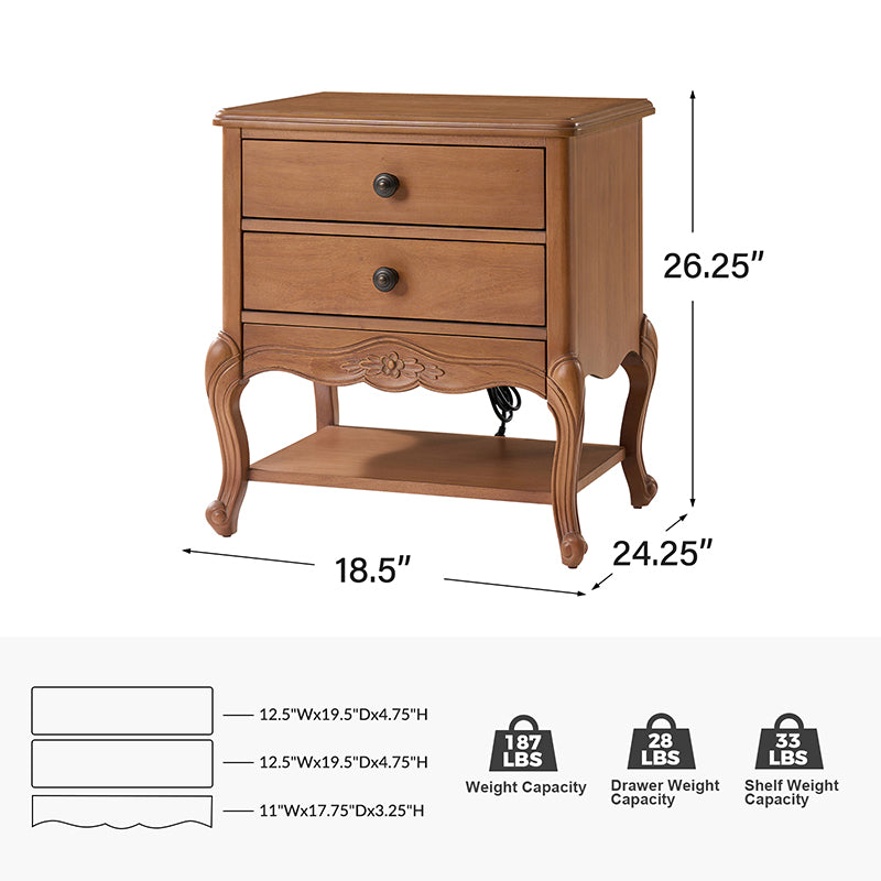 Nina Traditional Modern Exquisite Nightstand with Hidden Drawer