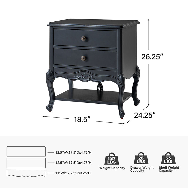 Nina Traditional Modern Exquisite Nightstand with Hidden Drawer